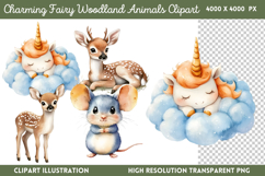 Charming Fairy Woodland Animals Clipart PNG Product Image 1