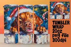 Holiday Winter Sublimation Peeking Dog Tumbler Wrap Design Product Image 1