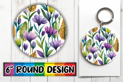 Cheerful Car Coaster Circle Style, Flower Pattern Product Image 1