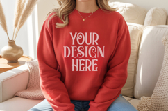 Red Gildan 18000 Crewneck Sweatshirt Mockups,G18000 Product Image 1