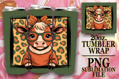 Vibrant Journeys 20oz tumbler wrap, Cute Cow Product Image 1
