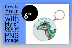 Dynamic Keychain Circle Design Artwork , Cute Dino Product Image 1