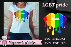 LGBT Rainbow Dripping Lips svg, Gay Pride svg for Cricut Product Image 1