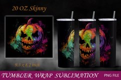 Halloween pumpkin with scary face tumbler wrap, Horror 20oz Product Image 1