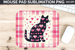 Watercolor Cat Mouse Pad Sublimation - Valentines PNG Design Product Image 1