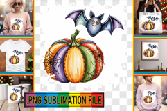 Unique TOTE BAG Art PNG, Pumpkin Watercolor Product Image 1