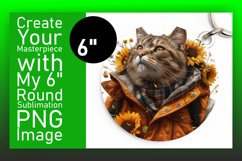 Playful Funny Feline Sublimation Circle Design Keychain Product Image 1