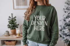 Forest Green Gildan 18500 Sweatshirt Mockup, Unisex mockups Product Image 1