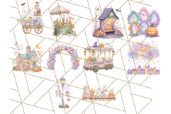 Pastel Halloween Town PNG Clipart, Spooky Shops &amp; Homes Png Product Image 8
