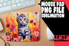 Colorful Cat Mouse Pad with Floral Design PNG Product Image 1