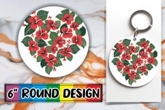 Sublimation Round Design with Spring Floral Heart PNG Product Image 1