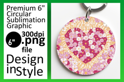 Cute Keychain Round Design Template , Flowers Heart Product Image 1