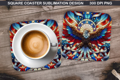 Eagle Coaster Sublimation, 4th Of July Coaster PNG Product Image 1