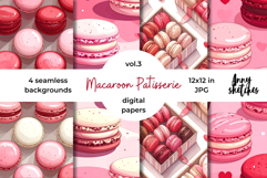 Macaron Patisserie Digital Paper Kit Rococo Patterns Product Image 1
