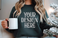 Christmas Gildan 18000 Forest Green Crewneck Sweatshirt Mock Product Image 1