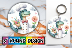 Whimsical Round Keychain Sublimation, Dino Product Image 1