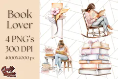 Cozy Book Lover Clipart PNG, Aesthetic Reading Graphics Product Image 1