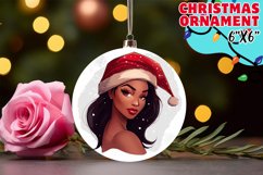 Radiant Round Car Coaster Sublimation, Xmas Girl Product Image 1
