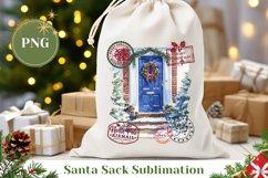 Christmas Door Santa Sack, Christmas Gift Bag Product Image 1