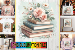 Dazzling TSHIRT Magic PNG, Book and flower Product Image 1