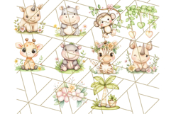 Pastel Safari Jungle Baby Animals PNG Clipart, Nursery Product Image 8