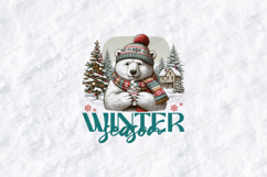 Cute Polar Bear Winter Season Christmas Sublimation PNG Product Image 3