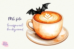 Pumpkin Spice Latte PNG Halloween Ghost Cafe Clipart Product Image 3