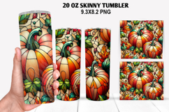 Pumpkins Skinny Tumbler 20oz Wrap Design, Halloween Tumbler Product Image 1