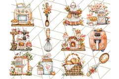 Whimsical Cottagecore Kitchen Clipart, Retro Coral PNG Decor Product Image 8