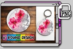 Blossom Harmony: Round Sublimation Splash Keychain PNG Product Image 1
