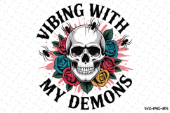 Vibing with my Demons Svg | Halloween Svg | Svg Cut Files Product Image 1