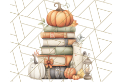 Watercolor Halloween Cottage Clipart, Ghosts &amp; Pumpkins Png Product Image 4