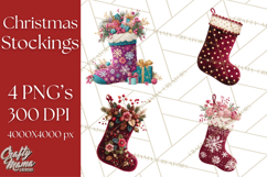 Christmas Stockings Clipart PNG, Festive Holiday Stockings Product Image 1