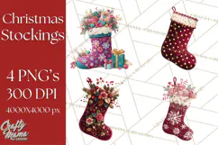 Christmas Stockings Clipart PNG, Festive Holiday Stockings Product Image 1