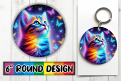 Cheerful Round Coasters PNG, Cat Product Image 1