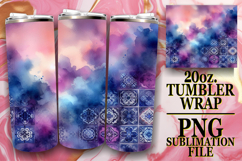 Dreamy Reflections 20oz tumbler wrap, Watercolor Pattern Product Image 1