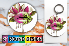 Whimsical Keychain Round Style, Dripping Lips Product Image 1