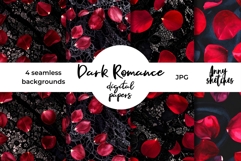 4 Red Rose Petals Seamless Pattern Black Lace Dark Romance Product Image 1