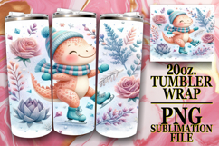 Whimsical Delight 20oz tumbler wrap, Cute Dino Product Image 1