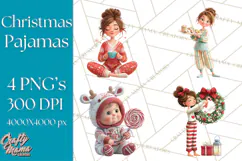 Christmas Pajamas Clipart PNG, Holiday PJ Illustration Product Image 1
