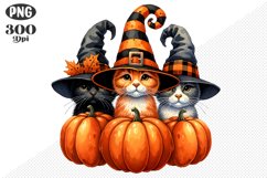 Halloween Cat And Pumpkin Sublimation - Clipart PNG Design Product Image 1