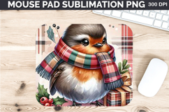 Watercolor Robin Mouse Pad Sublimation - Christmas PNG Product Image 1