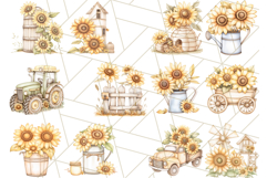 Muted Sunflower Clipart, Watercolor Farmhouse Florals Png Product Image 7