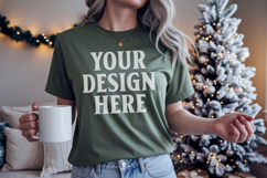 Comfort Colors 1717 Blue Spruce Christmas T-Shirt Mockup, Bo Product Image 1