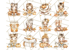 Pumpkin Spice Chibi Girls, Fall Accessories PNG, Cozy Autumn Product Image 8