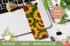 Art Flowers Bookmark PNG, Sunflowers Bookmark Template Product Image 1