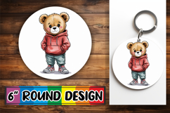 Heartfelt Circle Car Coasters PNG, Teddy Bear Product Image 1