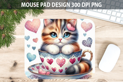 Watercolor Cat Mouse Pad Sublimation - Valentines PNG Product Image 1