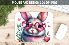 Watercolor Bunny Mouse Pad Sublimation - Valentines Png Product Image 1