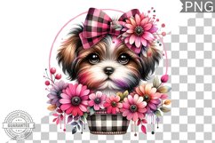 Dog With Flowers Sublimation - Clipart PNG Design Product Image 1